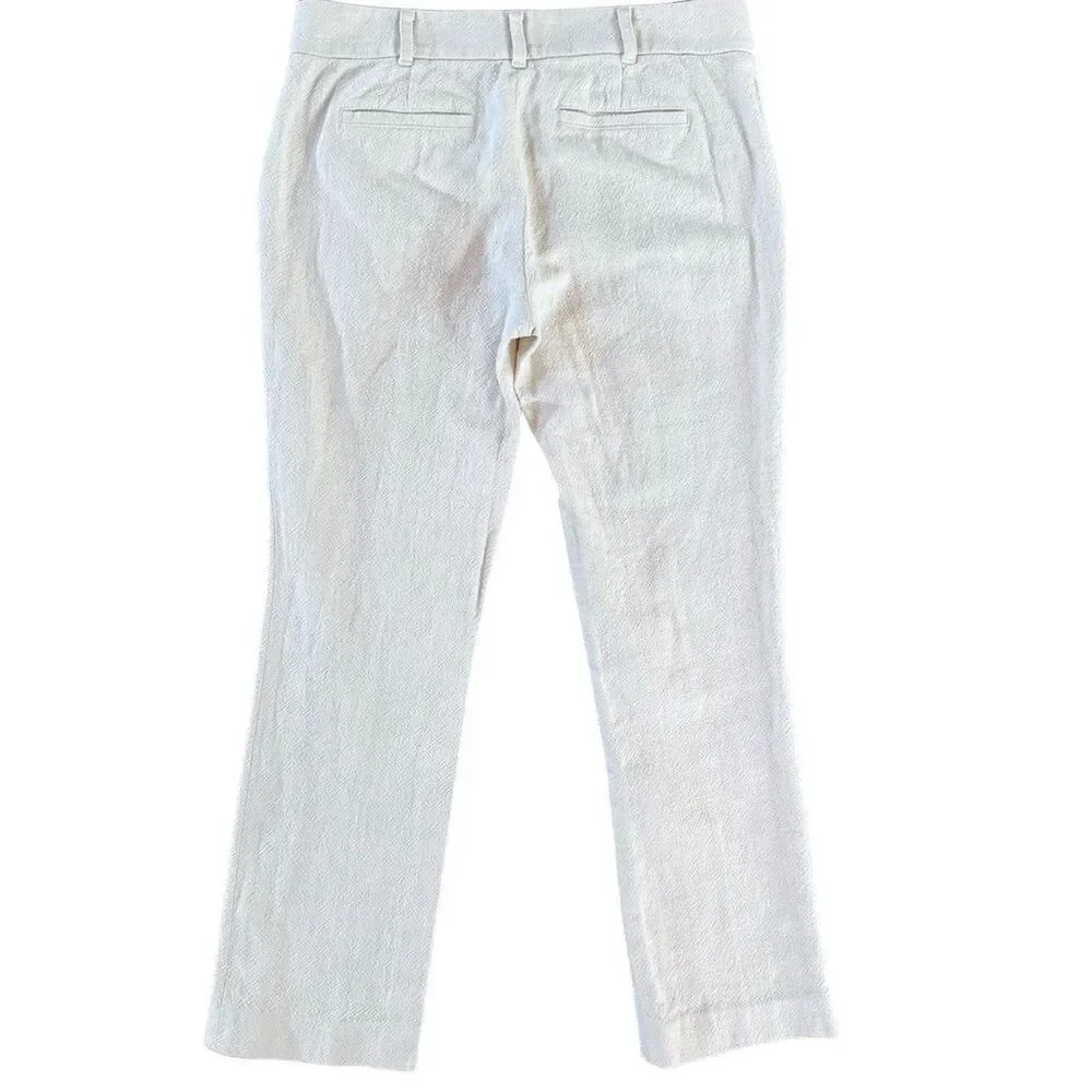 Tory Burch Women's‎ Size 2 Textured Ivory Ankle Pants
